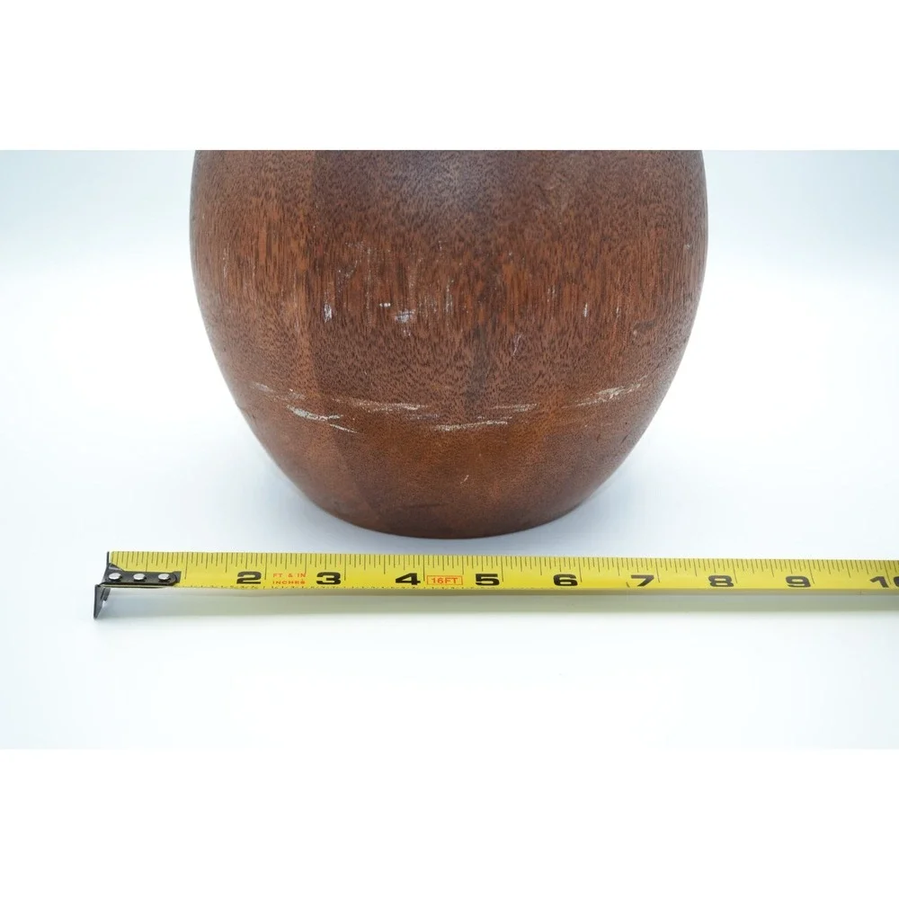Antique Rare Hand Turned Solid Wood Vase Primitive Bulbous Bottle Decorative 12